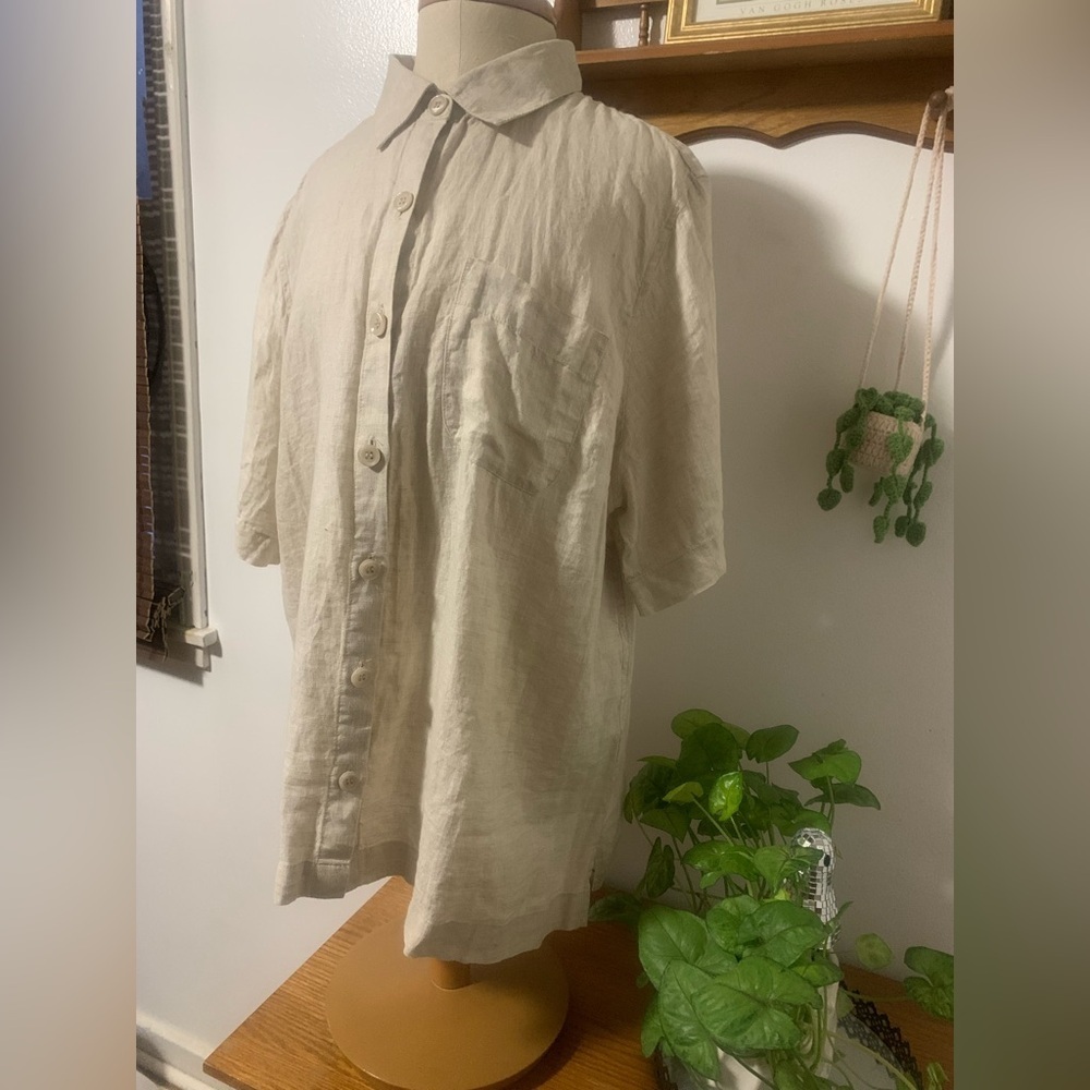 Coldwater Creek 100% Linen Camp Button Up Plus Shirt 1X - Picture 6 of 14